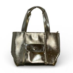 Liz Claiborne Y2K Small Golden Shiny Handbag with Logo Pattern